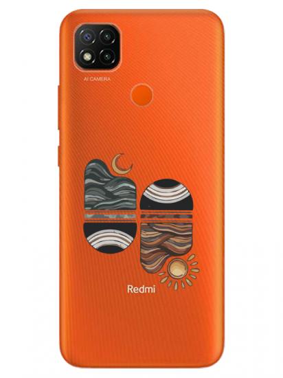 Redmi 9C Sunset Wave Şeffaf Telefon Kılıfı