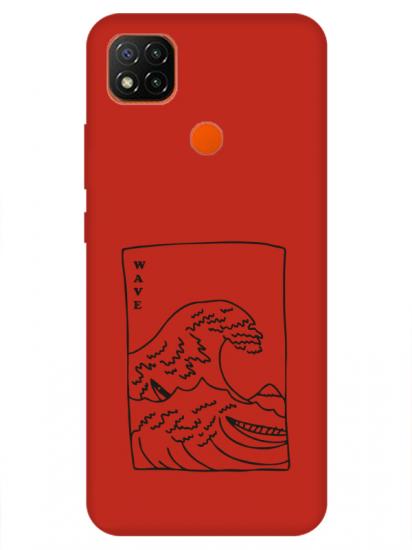 Redmi 9C Kanagawa Wave Kırmızı Telefon Kılıfı