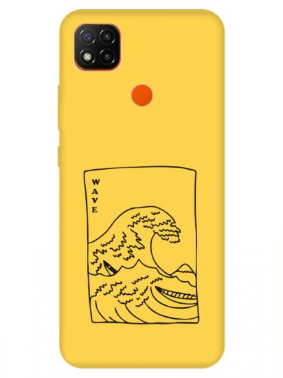 Redmi 9C Kanagawa Wave Sarı Telefon Kılıfı