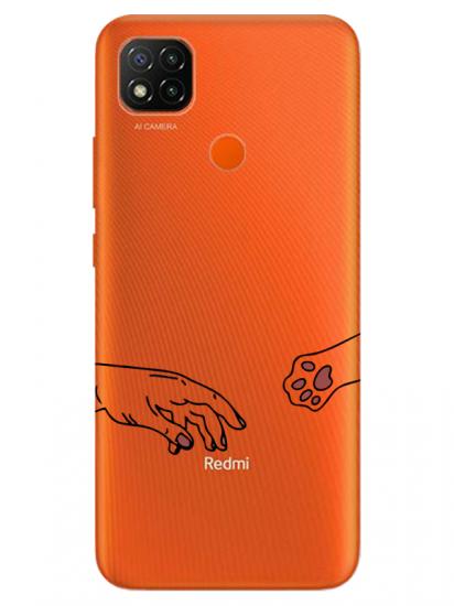 Redmi 9C Hand And Paw Şeffaf Telefon Kılıfı