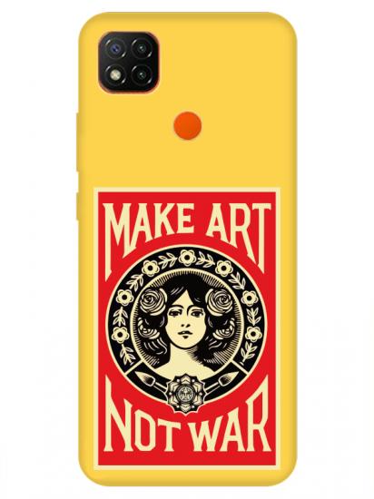 Redmi 9C Make Art Not War Sarı Telefon Kılıfı