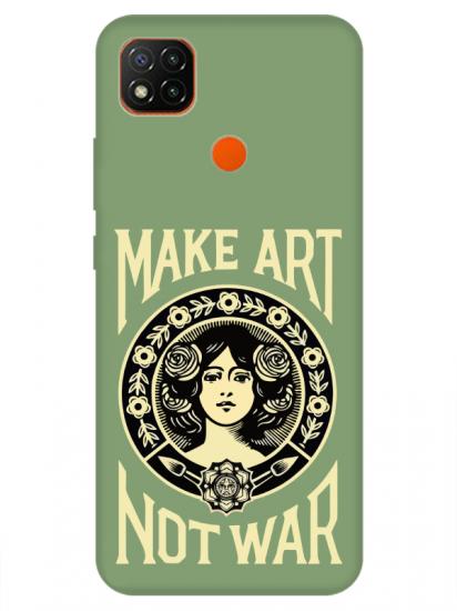 Redmi 9C Make Art Not War Yeşil Telefon Kılıfı