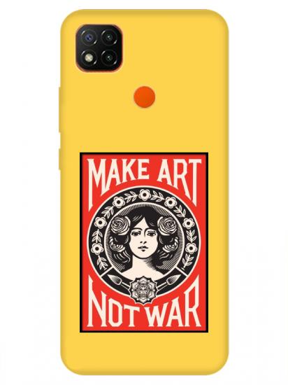 Redmi 9C Make Art Not War Sarı Telefon Kılıfı