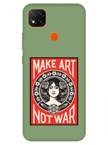 Redmi 9C Make Art Not War Yeşil Telefon Kılıfı