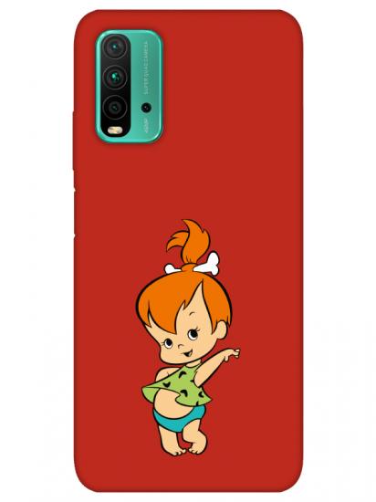 Redmi 9T Taş Devri Kız Bebek Kırmızı Telefon Kılıfı