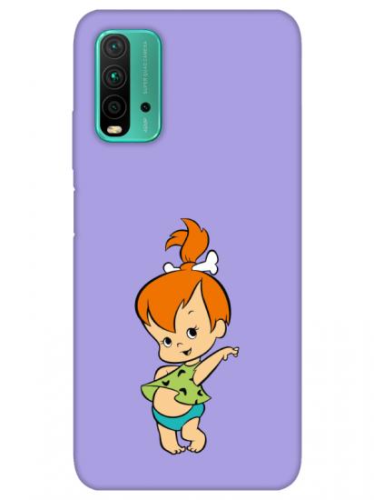 Redmi 9T Taş Devri Kız Bebek Lila Telefon Kılıfı