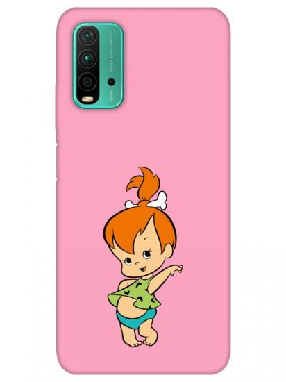 Redmi 9T Taş Devri Kız Bebek Pembe Telefon Kılıfı