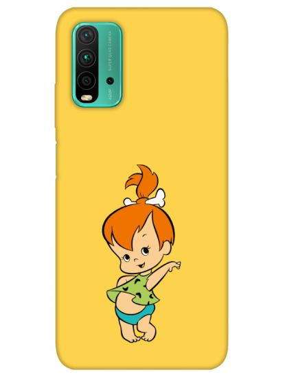 Redmi 9T Taş Devri Kız Bebek Sarı Telefon Kılıfı