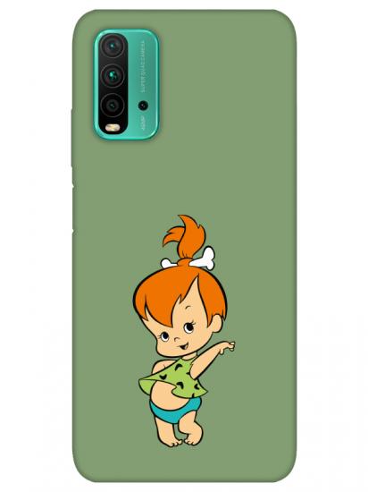 Redmi 9T Taş Devri Kız Bebek Yeşil Telefon Kılıfı