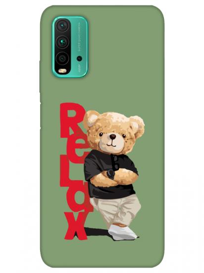 Redmi 9T Teddy Bear Relax Yeşil Telefon Kılıfı