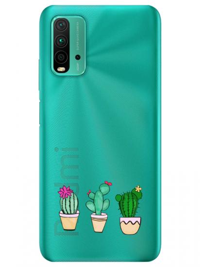 Redmi 9T Kaktüs Şeffaf Telefon Kılıfı