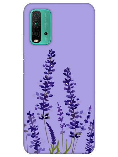 Redmi 9T Lavanta Desenli Lila Telefon Kılıfı