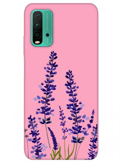 Redmi 9T Lavanta Desenli Pembe Telefon Kılıfı