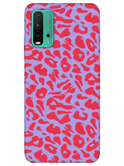 Redmi 9T Leopar Desenli Lila Telefon Kılıfı