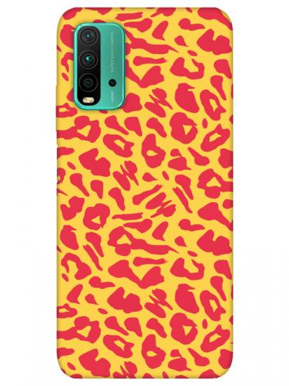 Redmi 9T Leopar Desenli Sarı Telefon Kılıfı