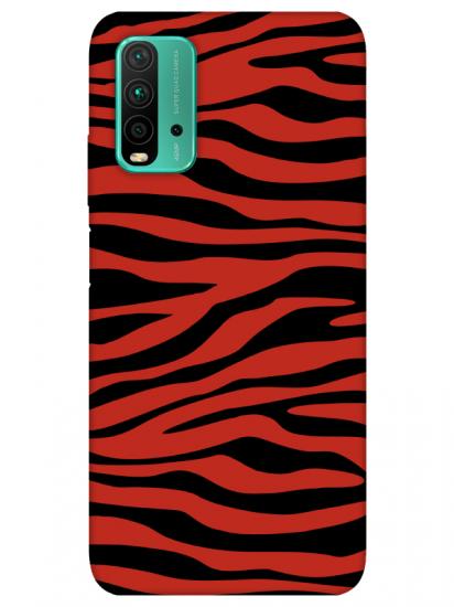 Redmi 9T Zebra Desen Kırmızı Telefon Kılıfı