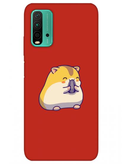 Redmi 9T Sevimli Hamster Kırmızı Telefon Kılıfı