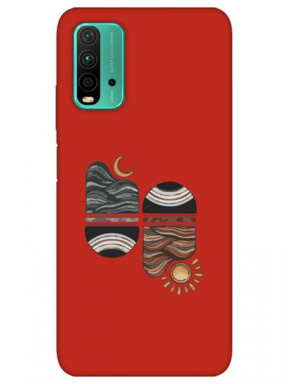 Redmi 9T Sunset Wave Kırmızı Telefon Kılıfı