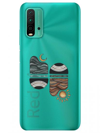 Redmi 9T Sunset Wave Şeffaf Telefon Kılıfı