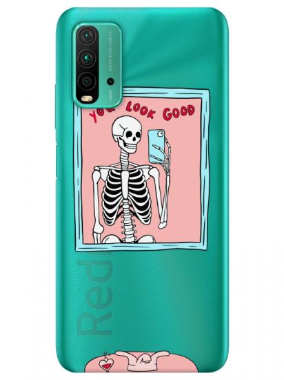 Redmi 9T You Look Good İskelet Şeffaf Telefon Kılıfı