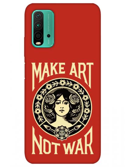 Redmi 9T Make Art Not War Kırmızı Telefon Kılıfı