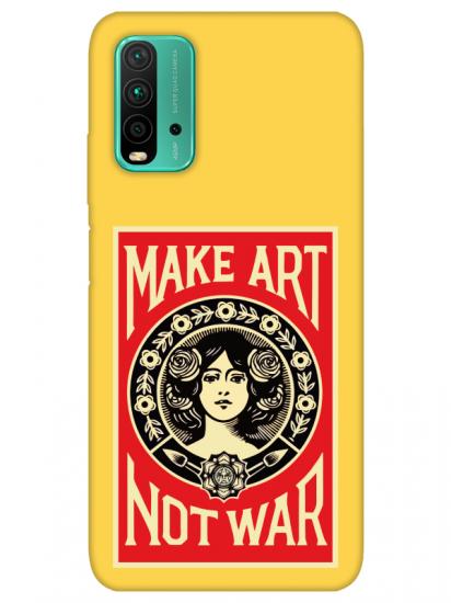 Redmi 9T Make Art Not War Sarı Telefon Kılıfı