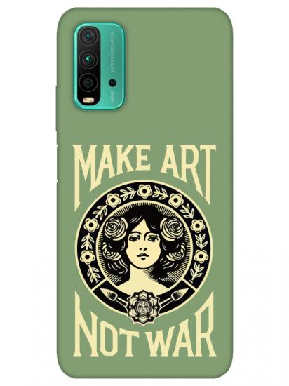 Redmi 9T Make Art Not War Yeşil Telefon Kılıfı