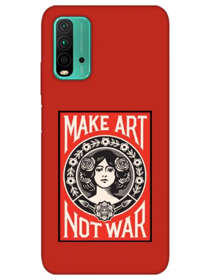 Redmi 9T Make Art Not War Kırmızı Telefon Kılıfı