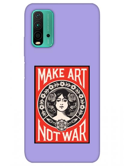 Redmi 9T Make Art Not War Lila Telefon Kılıfı