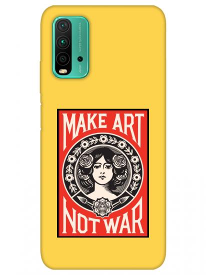 Redmi 9T Make Art Not War Sarı Telefon Kılıfı