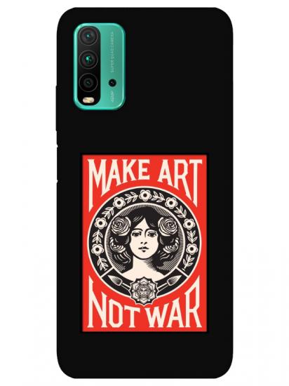 Redmi 9T Make Art Not War Siyah Telefon Kılıfı