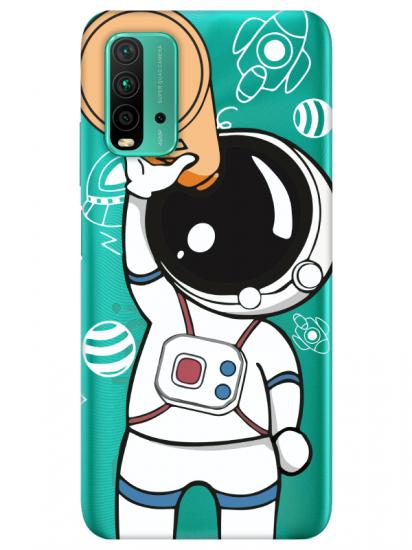 Redmi 9T Astronot Şeffaf Telefon Kılıfı