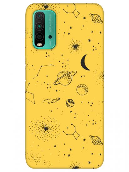 Redmi 9T Gezegenler Sarı Telefon Kılıfı