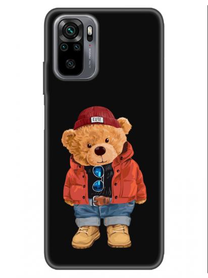 Redmi Note 10 Teddy Bear Siyah Telefon Kılıfı