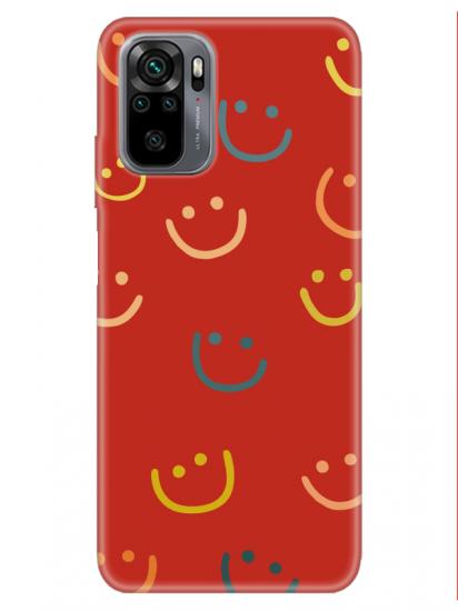 Redmi Note 10 Emoji Gülen Yüz Kırmızı Telefon Kılıfı