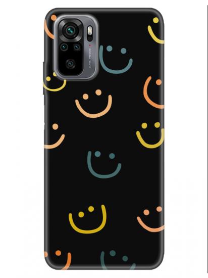 Redmi Note 10 Emoji Gülen Yüz Siyah Telefon Kılıfı