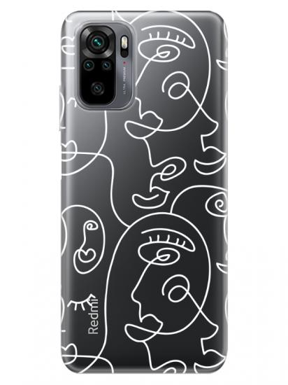 Redmi Note 10 Face Art Şeffaf Telefon Kılıfı