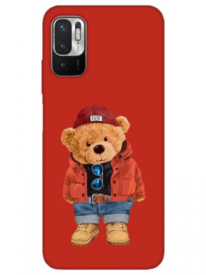 Redmi Note 10 5G Teddy Bear Kırmızı Telefon Kılıfı