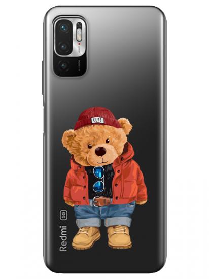 Redmi Note 10 5G Teddy Bear Şeffaf Telefon Kılıfı