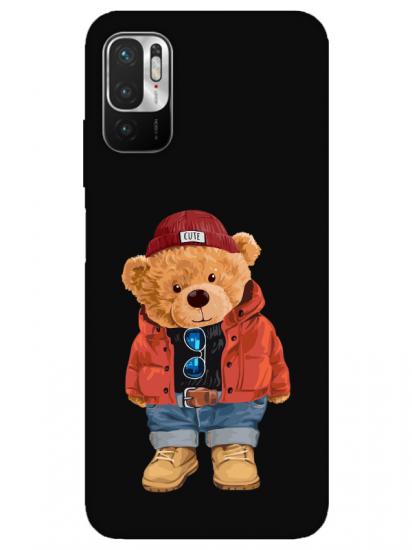 Redmi Note 10 5G Teddy Bear Siyah Telefon Kılıfı