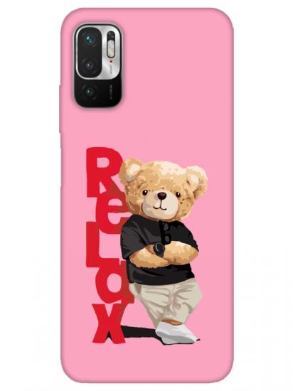 Redmi Note 10 5G Teddy Bear Relax Pembe Telefon Kılıfı