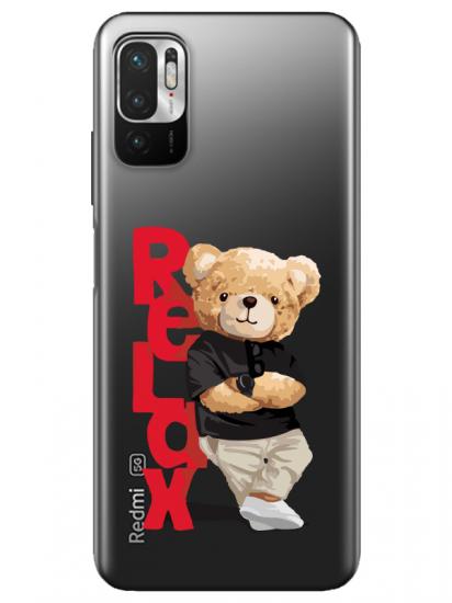 Redmi Note 10 5G Teddy Bear Relax Şeffaf Telefon Kılıfı