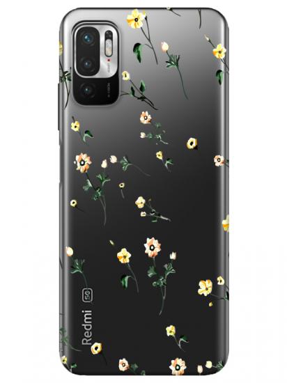 Redmi Note 10 5G Çiçekli Şeffaf Telefon Kılıfı