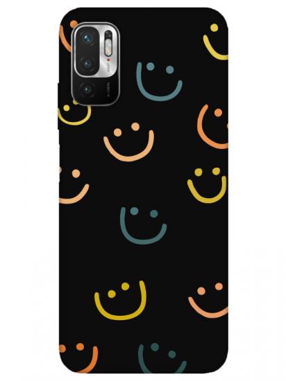 Redmi Note 10 5G Emoji Gülen Yüz Siyah Telefon Kılıfı
