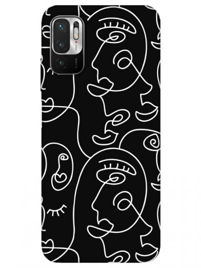 Redmi Note 10 5G Face Art Siyah Telefon Kılıfı