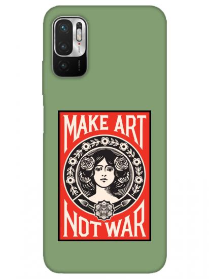 Redmi Note 10 5G Make Art Not War Yeşil Telefon Kılıfı