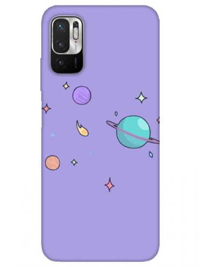 Redmi Note 10 5G Gezegen Tasarım Lila Telefon Kılıfı
