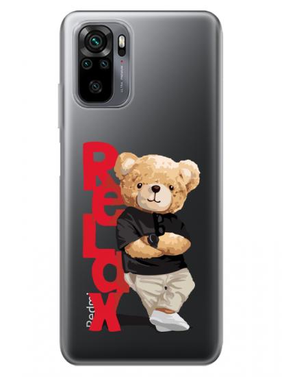 Redmi Note 10S Teddy Bear Relax Şeffaf Telefon Kılıfı