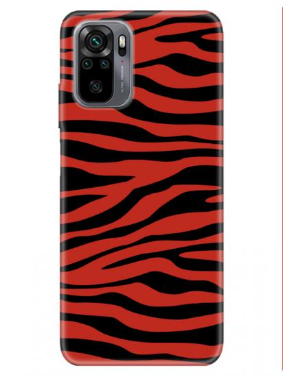 Redmi Note 10S Zebra Desen Kırmızı Telefon Kılıfı