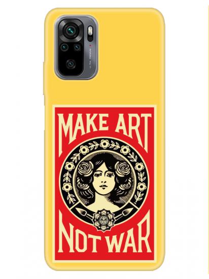 Redmi Note 10S Make Art Not War Sarı Telefon Kılıfı